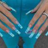 24 Stuks Herbruikbare Zelfklevende Nepnagels French Lang Ballet Roze Roos Contrast Lijn Press On Nagels