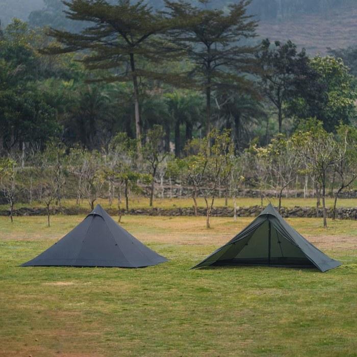 Thous Winds Tent Solo Lightweight Easy Setup One-Pole Tent Compact 4-Season Pyramid Tent 2-Person Camping Outdoor Hiking Windproof