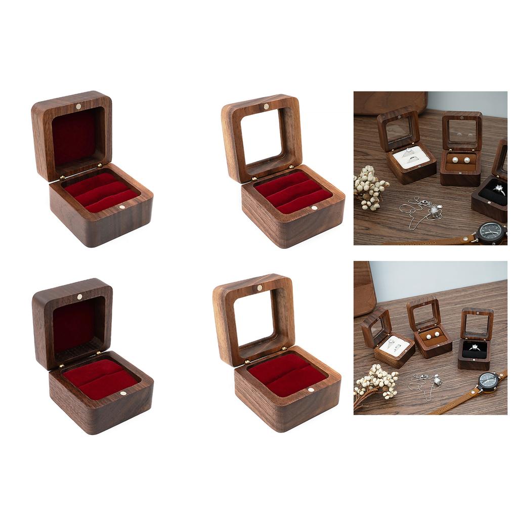 Portable Wood Jewelry Box for Rings Handcrafted Wood Jewelry Storage Box Stand Holder for Rings and Jewelry Display