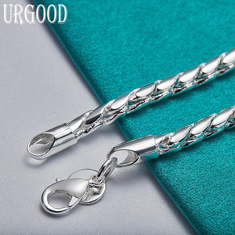 Gioielli con ciondoli per feste in argento sterling 925 con cordino intrecciato da 4 mm