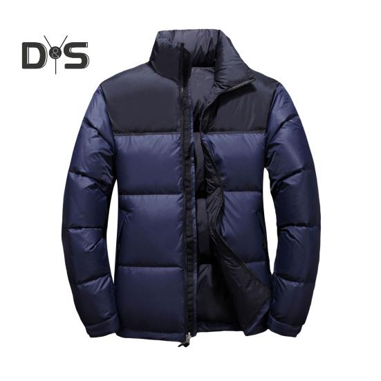 

Мужское хлопковое пальто с воротником-стойкой, длинными рукавами, хлопковая куртка в стиле пэчворк с карманами, застежкой-молнией, ветрозащитными манжетами, верхняя одежда из хлопка M темно-синий