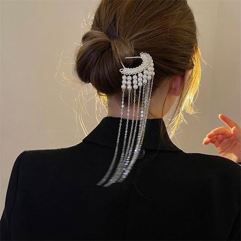 Vintage imitace perly Vlásenka s dlouhým třásněm Vlásenka do vlasů