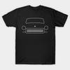 T-shirt da uomo nera stampata Trabant "Trabbi" Sagoma Auto Grafica (bianca) T-shirt in cotone con stampa su carta transfer senza taglio