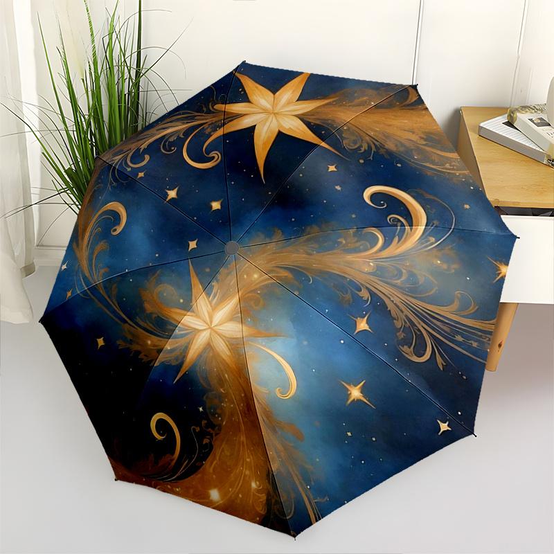 

1pc Golden Celestial Dance Automatic 3-Fold Umbrella Design, Cute Cartoon Pattern, Portable Outdoor Umbrella, Perfect, Holiday Gift for Disney fans.S0
