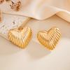 Design Sense Ins Stripe Love Stud Earrings Women's Fashion and Versatile Simple Alloy Peach Heart Line Earrings