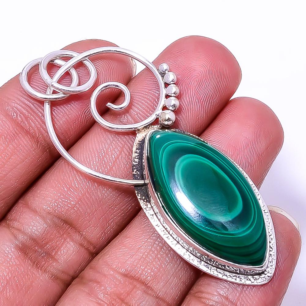 

Eye In Malachite - Congo Designer Handmade 925 Sterling Silver Pendant 2.15 P35