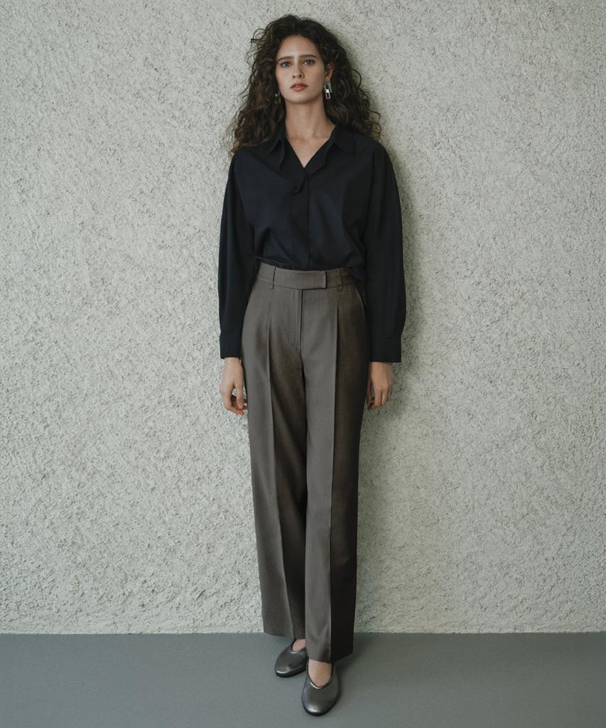 Boleugosesia Wool Blend Tuck Pants Gray