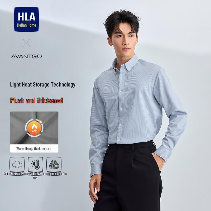 

HLA Men s Striped Fleece-Lined Winter Long Sleeve Shirt L