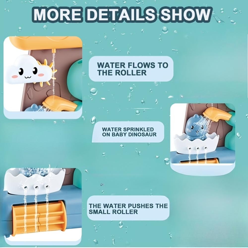 Interactive cartoon dinosaur bath toy for infants and young children, with suction cups, a good bathroom wall mounted shower toy