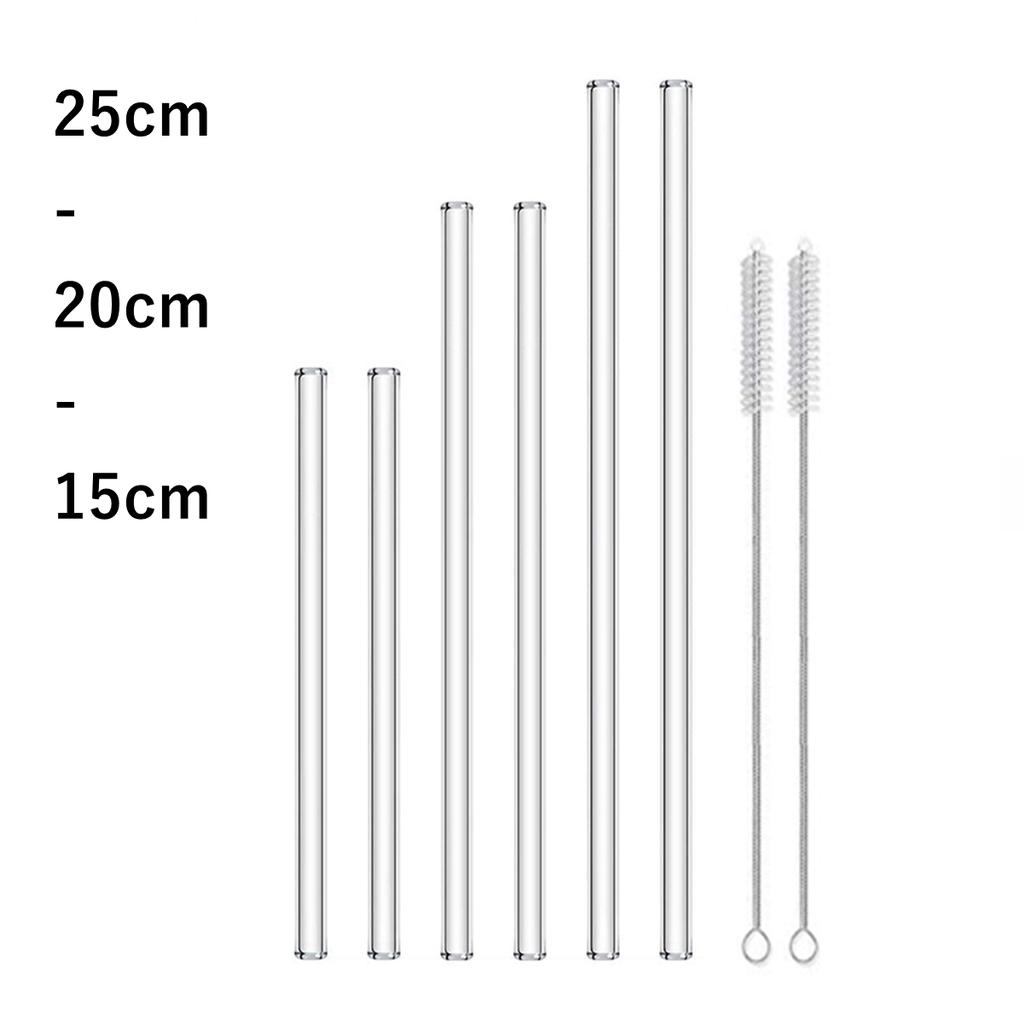 6Pcs 3sizes Glass Straws Reusable Drinking Straws for Cocktail Smoothies Transparent Eco-Friendly Long Bottles Glass Straws