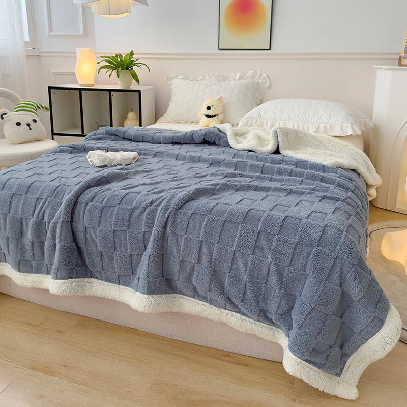 Wollplaid Plüsch Schachbrett Verdickte Bettdecken für Kinder Erwachsene Herbst Sommer Klimaanlage Nickerchen Decke Bezug