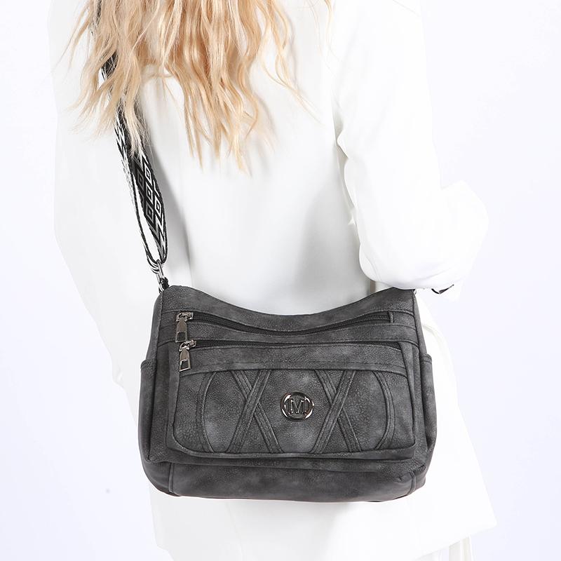 Umhängetasche Mehrfachfächer Weiches Leder Damentasche Muttertasche