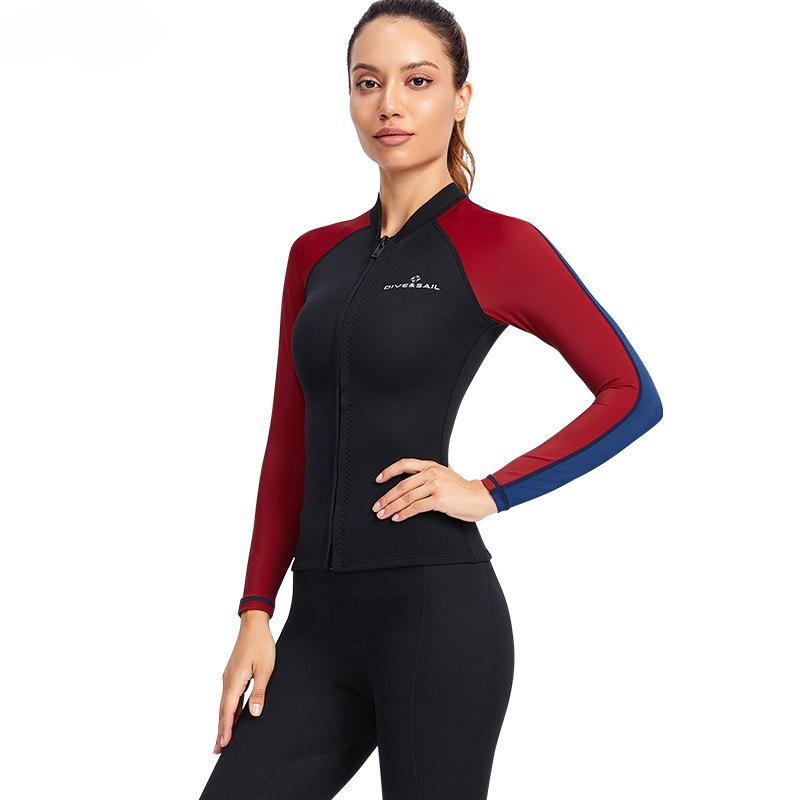 1.5mm Men Women Neoprene Wetsuits Long Sleeve Jacket Front Zip Sports for Scuba Diving Surf Swim Tops