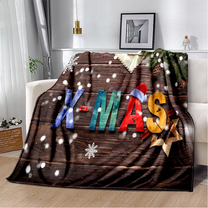 Cartoon Santa Claus Merry Christmas Tree Kid Gift  Soft Plush Blanket,Flannel Blanket Throw Blanket for Living Room Bedroom Sofa