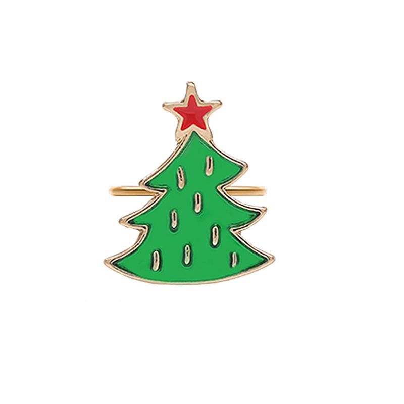 Christmas Napkin Ring Metal Xmas Bell Elk Napkin Holder Flower Wreath Rings Wedding Banquet Hotel Table Decoration Accessories