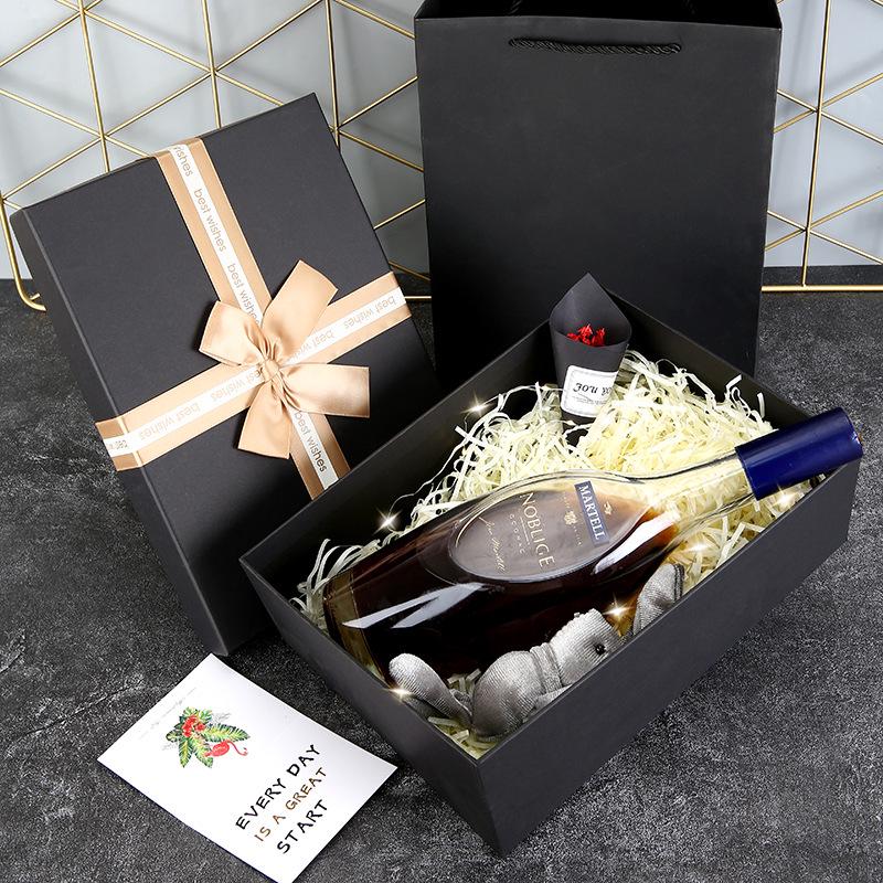 Valentine's Day Luxury Black Gift Box - Elegant Packaging for Birthdays & More