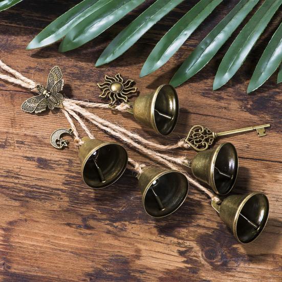 Halloween Door Knob Witch Bell Home Protection Vintage Handmade Indoor Outdoor Hanging Metal Bell Witchcraft Door Hanger Wicca Wind Chime Decoration