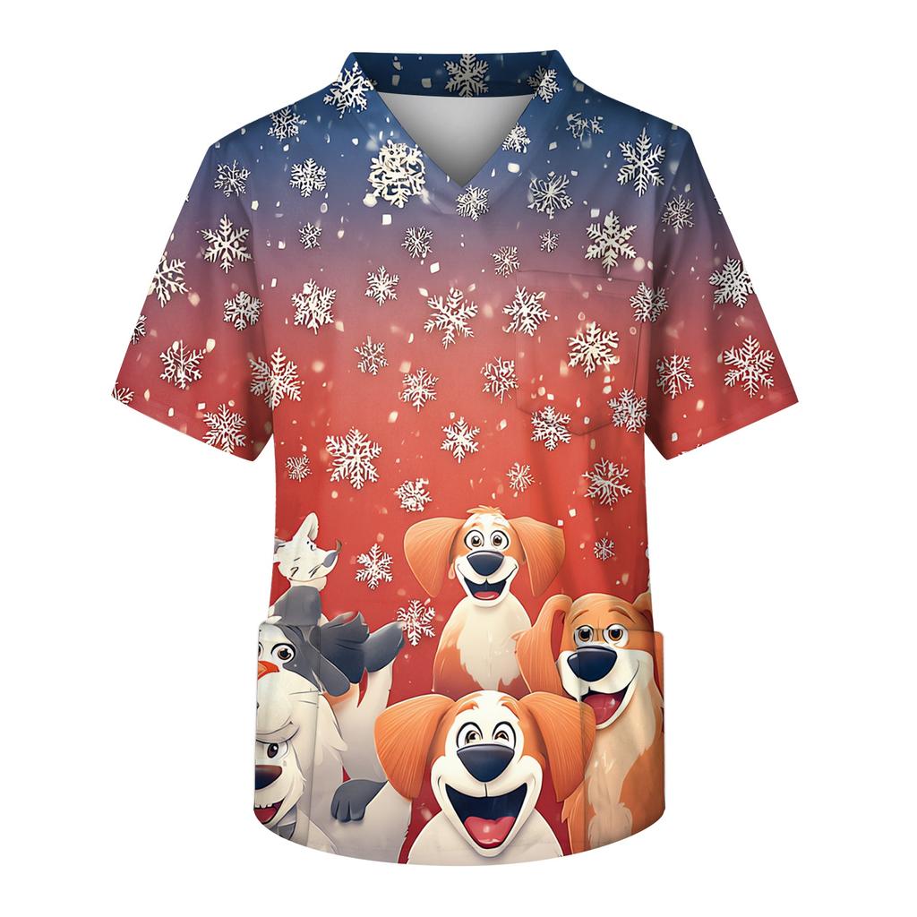 Pánská pracovní halenka s krátkým rukávem a výstřihem do V na hrudi