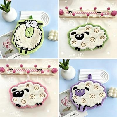 Cute Cartoon Sheep Microfiber Hand Towel Super Absorbent Soft Hanging Loop For Kitchen Bathroom Daily Use
