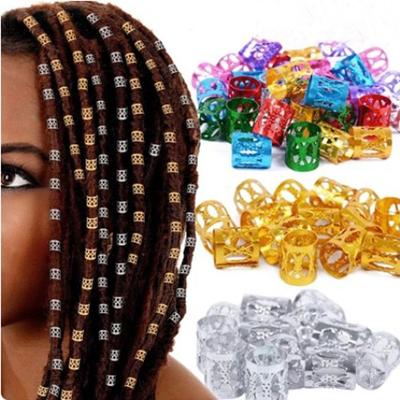 100pcs Silver Dirty Braids Beads Gold Dreadlock Hair Rings Cuff Clip Hair Braids  DIY