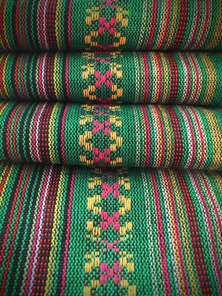 Versatile linen stripe fabric for DIY and more ethnic-inspired tablecloths, crafts, (Green, 2m)