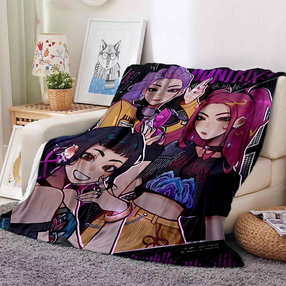 1pc Huntrix, K POP Soft Comfortable Blanket Digital Print, All Season Multipurpose Knit Fabric Bedding, Office, Sofa Home Decor Blanket
