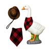 Resin Realistic Hollow Plastic Garden Goose with Removable Cowboy Hat & Bandana Garden White Goose Sculpture Decoration