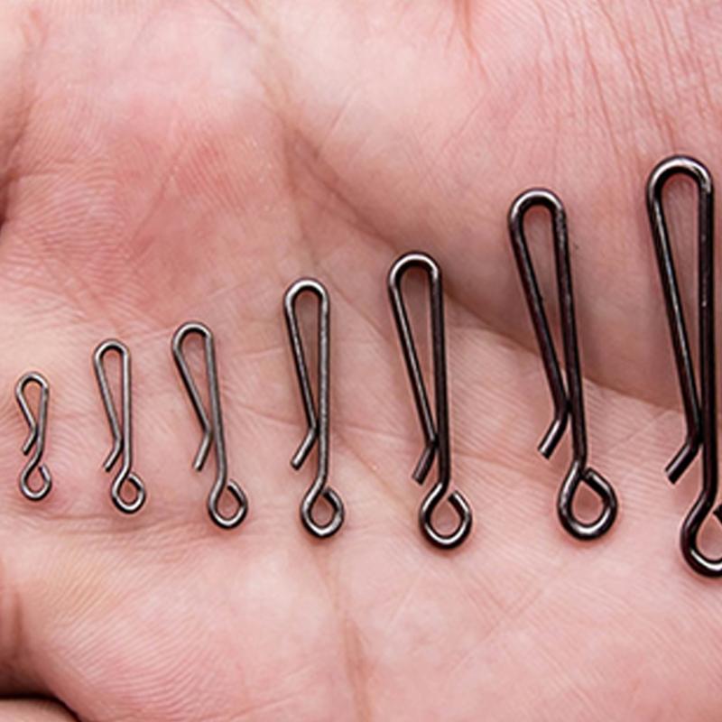 200pcs Fishing Quick Connectors 4 Size Per Box High Strength Stainless Steel Fast Change Clip for Lures Tackle System