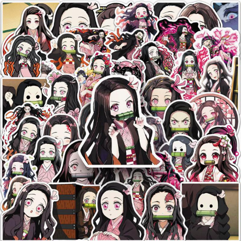 50Pcs Various Demon Slayer Graffiti Sticker Anime Waterproof Decals Stickersr For Water Cup Ipad Phone Laptop Scrapbook Kids Toy