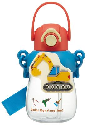 Skater Straw Water Bottle with Rubber Locking and Shoulder Strap (PRMC7ST-A) Mascot, 650ml, One-Push Open, Function, Handle,