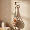 Onion And Potato Storage Keeper Handwoven Cotton Rope Mesh Bag, Wall-Mounted Bohemian Style Organizer, Kitchen Countertop Space Saver Breathable