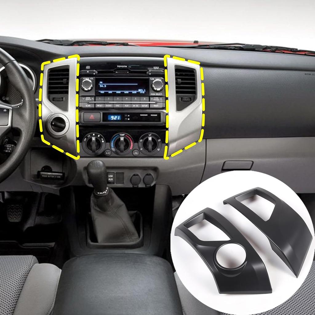 2 Piece Car ABS Interior Central Console Air Conditioning Vent Ring Frame Cover Decoration Car Accessories Suitable for Toyota Tacoma 2011 2012 2013