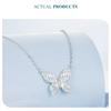 BAMOER 925 Sterling Silver Rose Butterfly Necklace Romantic Love Necklace Plated White Gold for Women Fine Jewelry