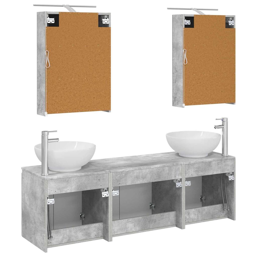 Bathroom Cabinet Set 5 Pcs Concrete Grey Particleboard