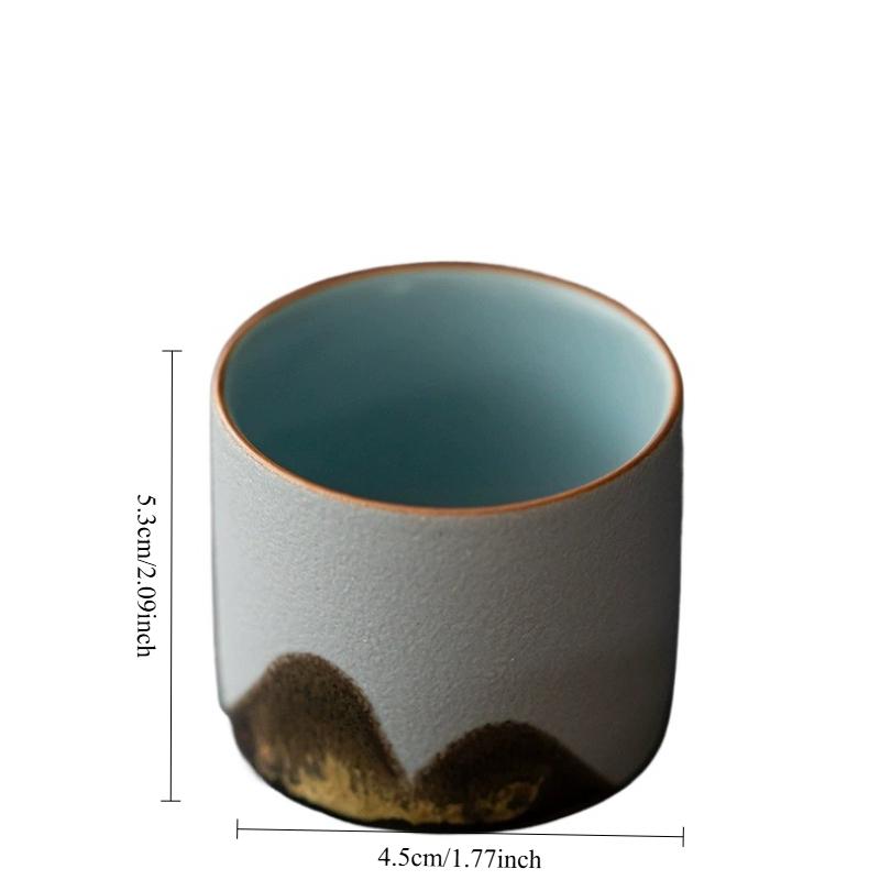 Rough Pottery Faraway Mountain Tea Cup Hand-painted Cup Single Cup Kung Fu Tea Set Tea Cup Ceramic Glaze Painting Color Tea