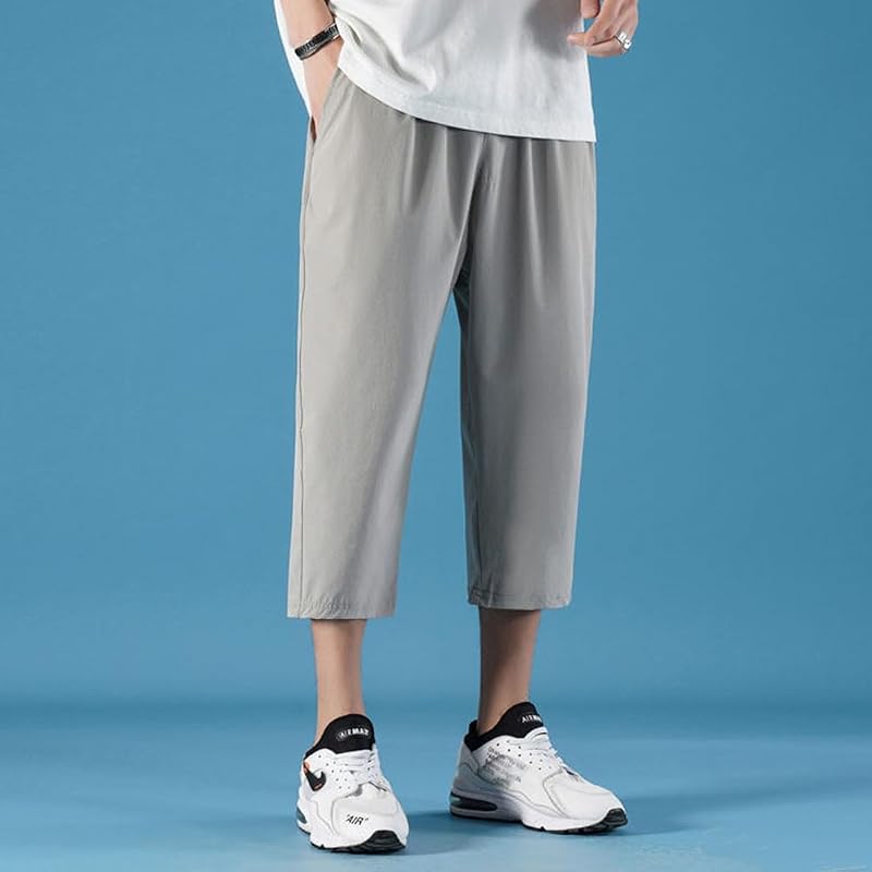 [YEOREO] Men's Jersey Pants, Summer Clothes, 3/4 Length Jogger Pants, Men's Sports Pants, Sweatpants, Loungewear, Training Bottoms, Casual,