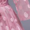 Dětské šaty Puntíkatý dlouhý rukáv Dívčí šaty Květinová dekorace Britská princezna Wind dress
