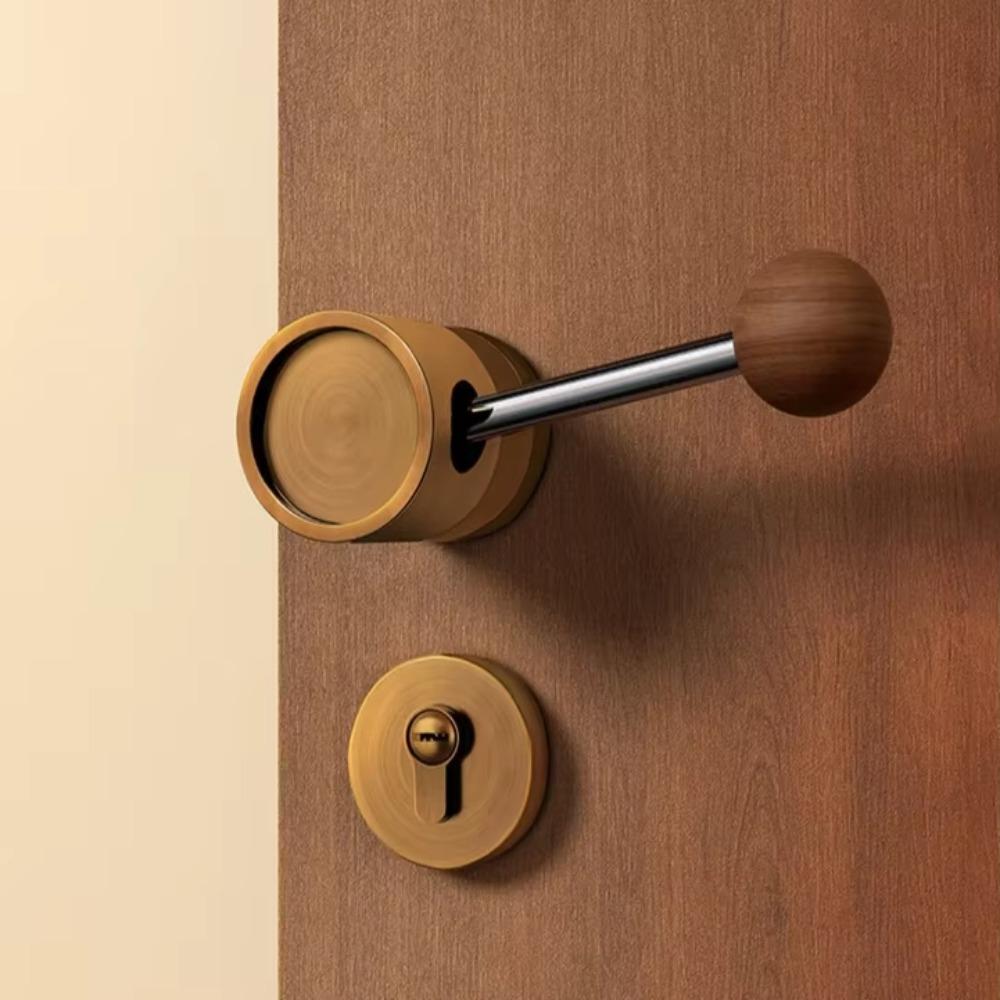 Black Walnut Vintage Door Lock Creative Design Modern Door Knob Security Door Bar  Bedroom Use