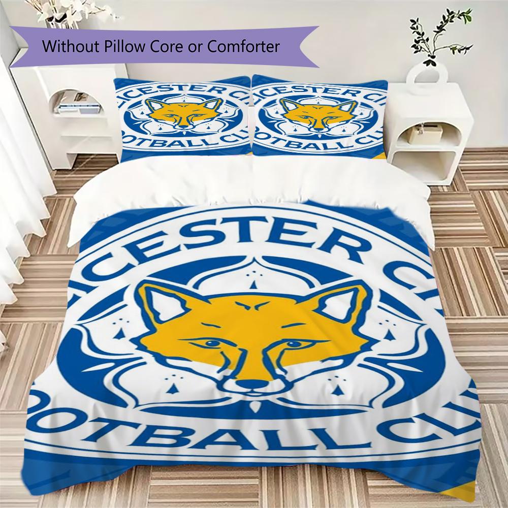 Leicester City Μοτίβο Σετ Κλινοσκεπασμάτων Κουβέρτα Κάλυμμα Μαξιλαροθήκη Διακόσμηση Σπιτιού Δώρο Γενεθλίων (1 * παπλωματοθήκη + 2 * μαξιλαροθήκη χωρίς πυρήνα)70