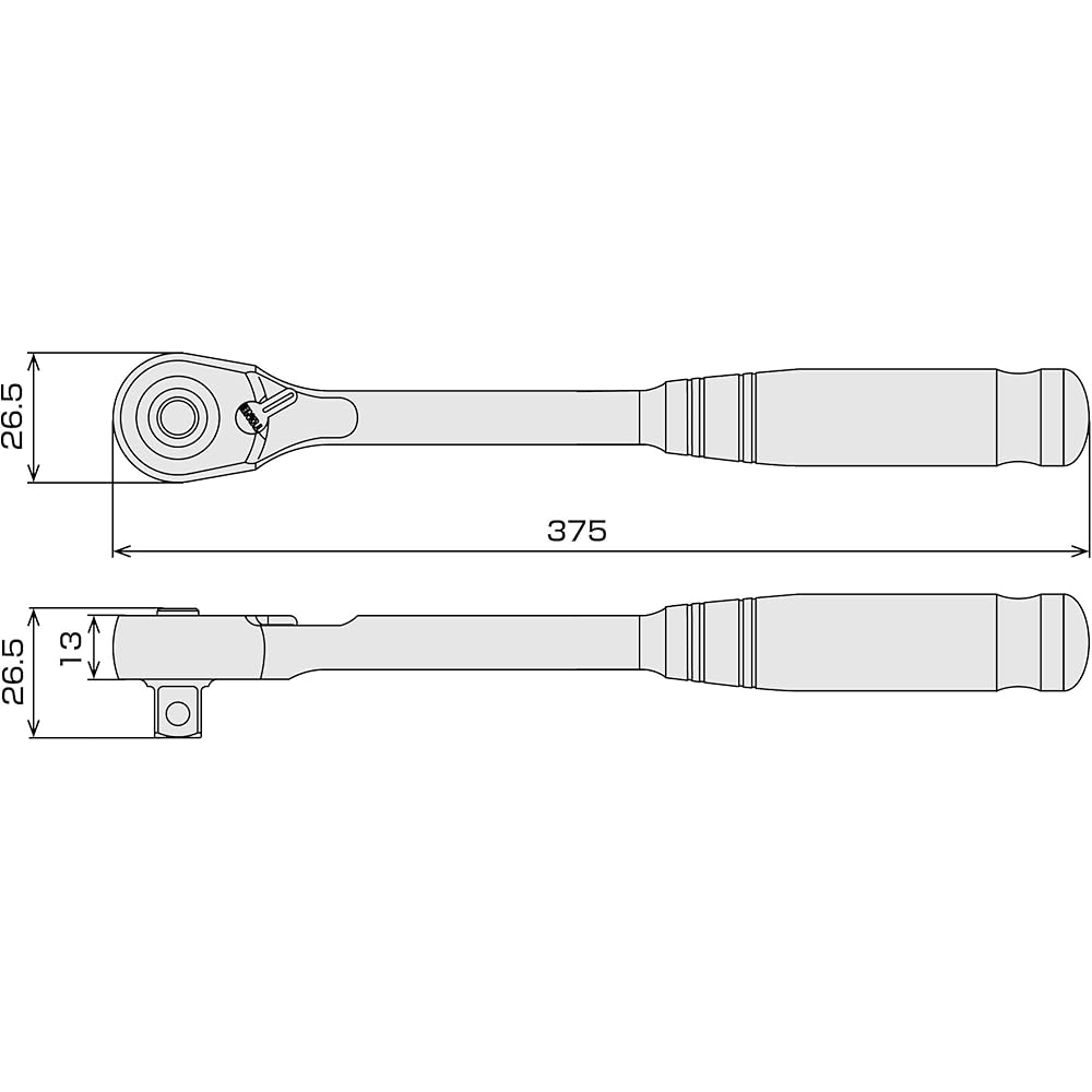 TONE Long Ratchet Handle Hollow Hold Type RH3HWL 9.5mm Drive Size Hand Tool