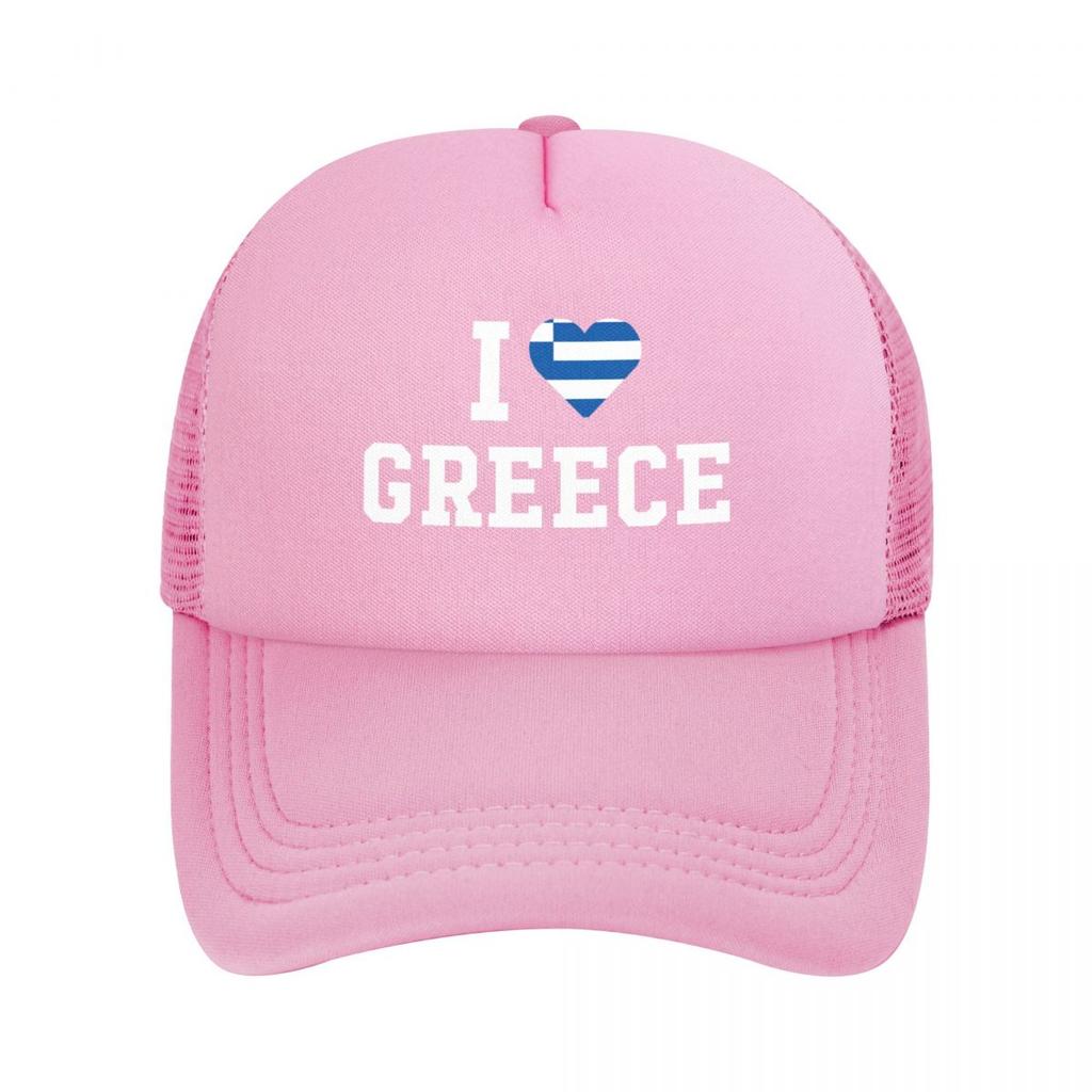 Jeg elsker Hellas Flagg Baseballcaps for Unisex Kvinner Bulk Snapback Truckerhatter Justerbare Unisex Fiske Mesh-bakhatter