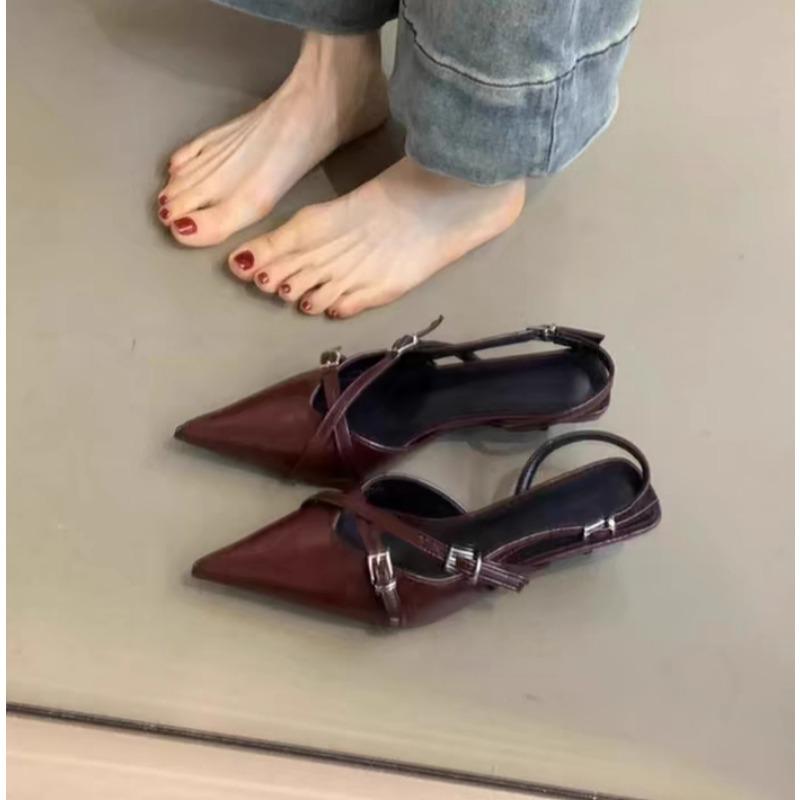 

Модная элегантная обувь для вечеринок для женщин, сандалии, женские туфли на каблуках с острым носком, дизайнерская обувь для стриптиза, талон, низкие каблуки, туфли-лодочки, zapatos 42 вино красного