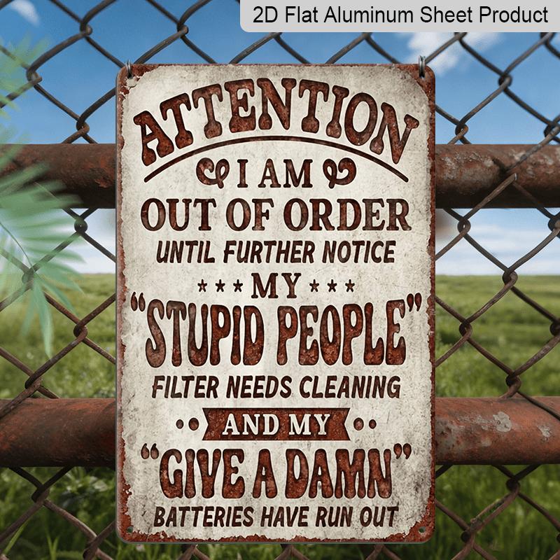 2D Flat, 1pc Funny Warning Sign - Vintage Metal Decor with Sarcastic Message - Rustic Garage, for Man Cave, Bar Decoration - Durable Aluminum Plaque