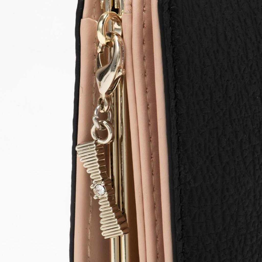 JILL STUART JSLW4CS1 Misty Bi-Fold Clasp Wallet Cowhide Leather Ribbon Motif Grosgrain Hardware Compact Women's Purse