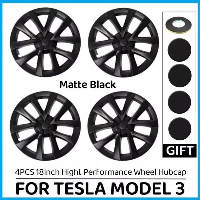 For Tesla Model 3 18 Inch 2018-2025 4PCS Car HubCap Replacement Performance Wheel Cover Cap Automobile Full Rim Cover Kits Part