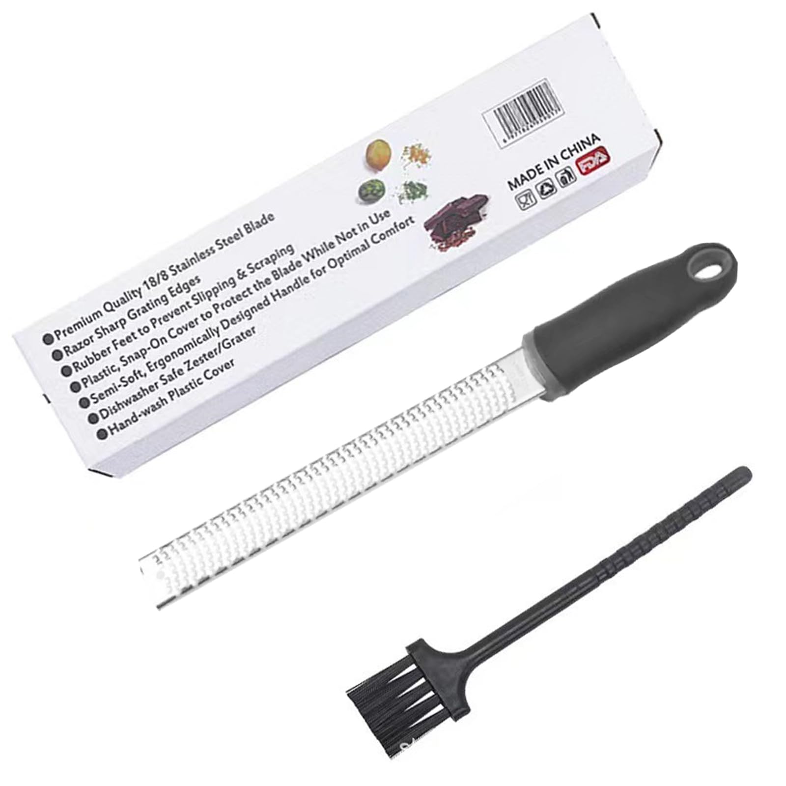 FineGood Терка для сыра с функцией цедры, для и с Теркой, Пармезан, Имбирь, Чеснок, Редис, (черный)