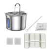 Dog Water Fountain 2.2L Stainless Steel Quiet Pet Fountain with Quadruple Filtration System Purification Fountain with Visual Water Level for