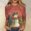 3/4 Sleeve Shirts For Women Print Christmas Tees Blouses Casual Plus Size Basic Tops Pullover