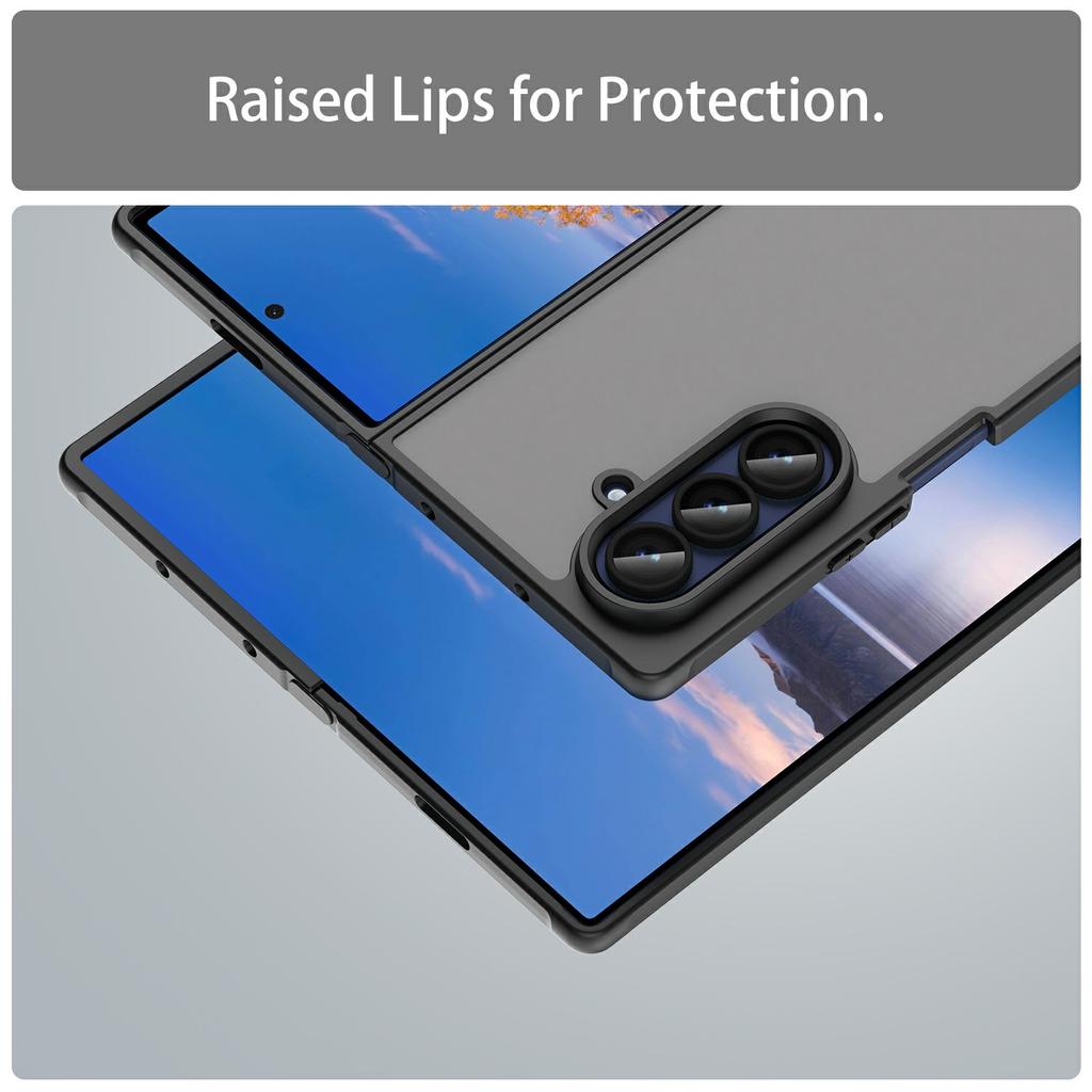 For Samsung Galaxy Z Fold7 5G Case Drop Proof Airbags Frosted Translucent PC+TPU Phone Back Cover