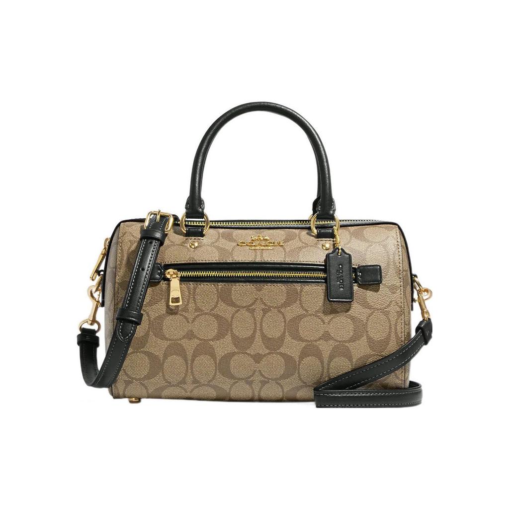 Coach Rowan 27 Bolsa Boston Clássica com Estampa de Monograma e Logo de Cavalo e Carruagem em Metal Fechamento com Zíper Lona Revestida e Couro Liso 83607-IMRQE